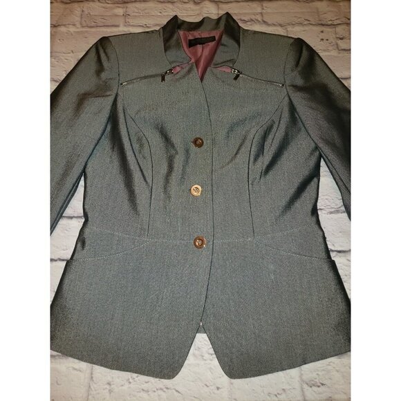 Pre-owned John Meyer Women's Size 8 Reflective Grey Blazer - Picture 2 of 9